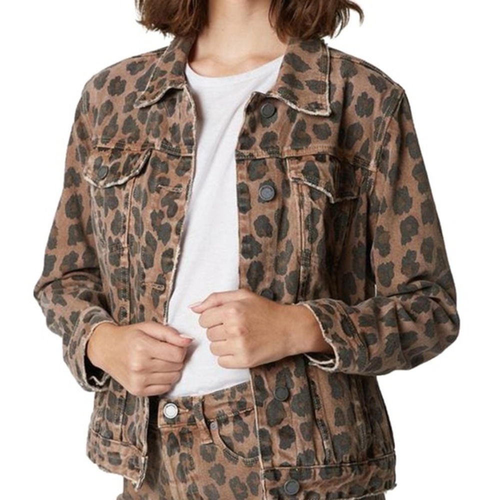 Blank NYC Catwalk Leopard Print Trucker Jacket